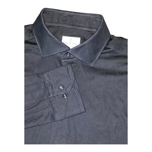 Emanuel Berg Modern Fit Black‎ Long Sleeve Dress Shirt Men's Large Soft Stretchy